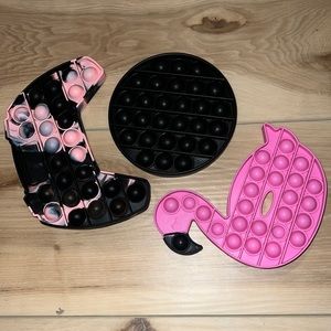 Bundle 3 Pink and Black Pop It Fidgets